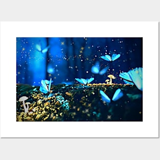 Blue Butterfly Garden Posters and Art